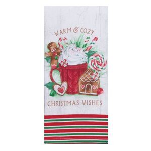 Sweet Gingerbread Warm Cozy Christmas Wishes Dual Purpose Kitchen Terry Towel